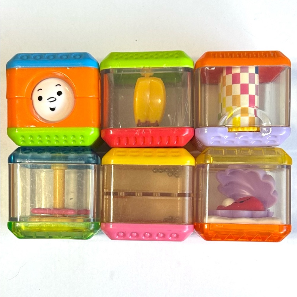 6 Vintage Fisher-Price Peek-A-Boo Blocks. 3 Sensory, 2 Sea & 1 Food Themed. #8